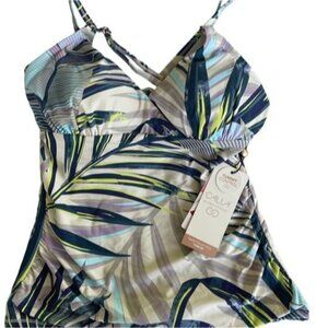 NWT Calia TANKINI Tummy Control in Paradise Palm Sharp Green Carrie Underwood XS